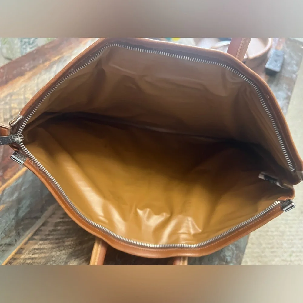 Vintage Brown Camel Leather Document Bag Briefcase Laptop bag - Picture 5 of 7